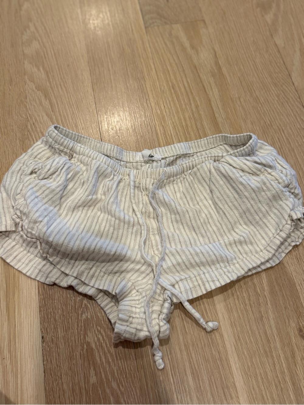 Garage Cream and White Striped Athletic Lounge Shorts